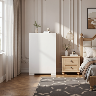 Sunvega High Gloss Modern Italian Style Nightstand with Two Spacious Drawers