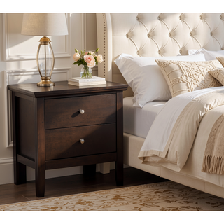 Sunvega Espresso Nightstand with Storage Drawers for Bedroom Décor