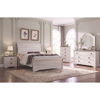 Sunvega Contemporary Gray Wooden Nightstand with Two Drawers and Metal Hardware