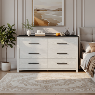 Sunvega Dark Top Finish Nightstand with Spacious Drawers and Block Style Feet