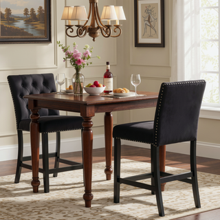 Sunvega 5-Piece Counter Height Dining Set with Faux Marble Table and Upholstered Chairs