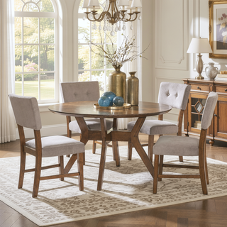 Sunvega Mid-Century Modern Light Oak Finish 52-inch Round Dining Table with X-Base