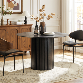 Sunvega Mid Century Modern MDF Dining Table with Faux Wood Top for Kitchen