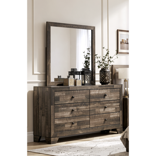 Sunvega Rustic Brown Gray Finish Wooden Nightstand with Two Drawers for Bedroom