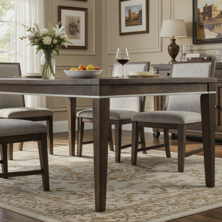 Sunvega Contemporary Gray Wood Dining Table with Elegant Trim for Six