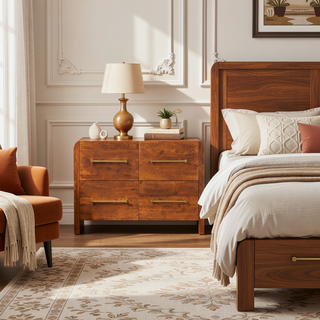 Sunvega Solid Oak Four Drawer Chest with Hand-Distressed Tiger Finish