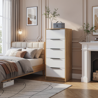 Sunvega Five Drawer Dresser with Easy Assembly for Bedroom Storage