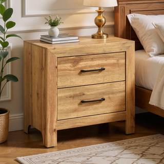 Sunvega Natural Finish Full Bed with Headboard Footboard and Rails