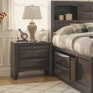 Sunvega Cherry Solid Wood Contemporary Nightstand with 2-Drawers and Nickel Knob Pulls