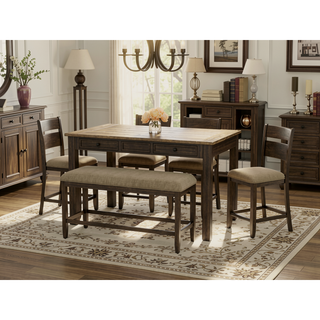 Sunvega 6 Piece Dark Brown Mangrove Casual Dining Set for Gatherings