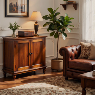 Sunvega Wall-Mounted Honey Caramel Mango Wood Nightstand with Single Drawer