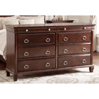 Sunvega Classic Traditional Nightstand in Rich Cappuccino Wood Veneer with Felt Lined Drawers