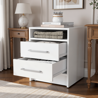Sunvega Philadelphia Two Drawer Nightstand with Concealed Open Shelf