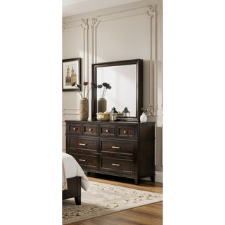 Sunvega Merlot 6 Drawer Dresser with Transitional Design and Custom Hardware