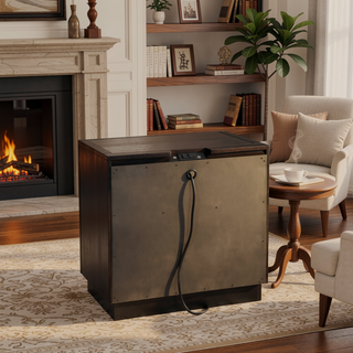 Sunvega Modern Charcoal Finish Nightstand with Glass Top and LED Lighting