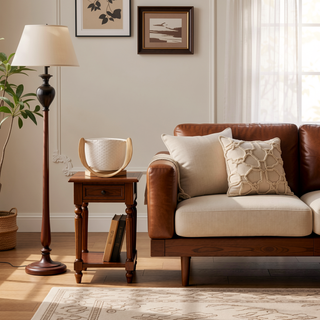Sunvega Mid-Century Modern Club Chair with Ash Wood Frame and Flat Rope Weave