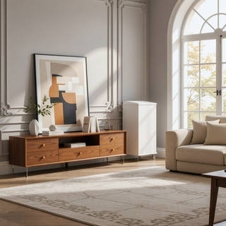 Sunvega Pearl White 6-Drawer Dresser with Mirror Fronts and Jewelry Tray