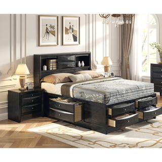 Sunvega Contemporary 2 Drawer Nightstand End Table with Jewelry Tray in Brown Finish