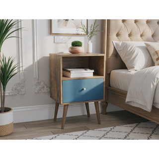Sunvega Modern Nightstand with Drawer and Cubby for Bedroom or Living Room