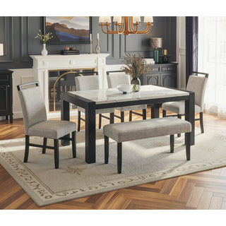 Sunvega Upholstered Dining Bench with Beige Gray Finish and Contemporary Style