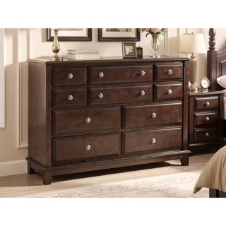 Sunvega Cappuccino Wood Veneer Night Stand with Silver Hardware for Bedroom