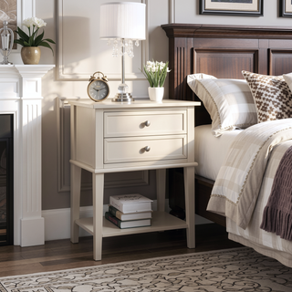 Sunvega Elegant Contemporary Nightstand with Open Shelf for Compact Storage