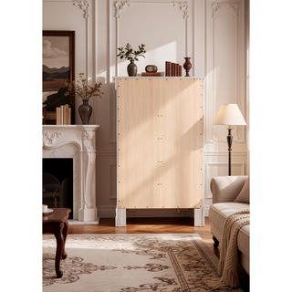 Sunvega Silver Champagne Nightstand with Two Spacious Drawers for Bedroom