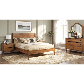 Sunvega Mid-Century Modern Black Chest with 4 Recessed Handle Drawers and Tapered Legs