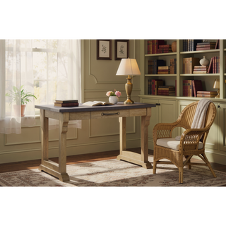 Sunvega Cashew Cement Top Kitchen Island with Hickory Veneers and Drawer