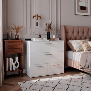 Sunvega Alpine Four Drawer Dresser with Flat Front Design for Bedroom Storage