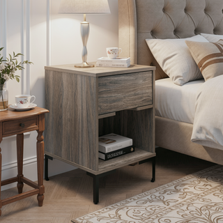 Sunvega Rolland Nightstand with Spacious Drawer and Open Storage Space