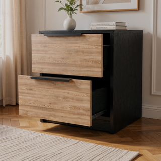 Sunvega Modern 18 Inch High Nightstand with Two Large Storage Drawers