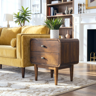 Sunvega Mid-Century Modern Night Stand with Tapered Legs and Solid Wood