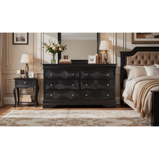 Sunvega Crystal Embellished Contemporary Dresser with Textured Drawer Fronts