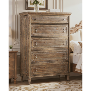 Sunvega Taupe 5-Drawer Chest with Rustic Casual Style and Easy Care