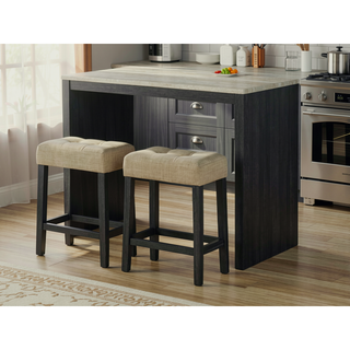 Sunvega Black Dining Table with Side Storage Shelves and Boucle Fabric Stools