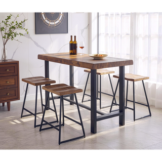 Sunvega Natural Honey Finish Sled Base Backless Counter Stool Set of 2