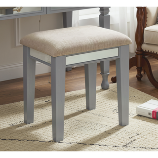 Sunvega Transitional Silver Finish Vanity Set with Stool and Storage Drawers