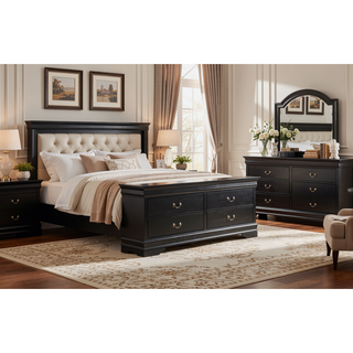Sunvega Elegant Traditional Black Storage Dresser for Effortless Organization