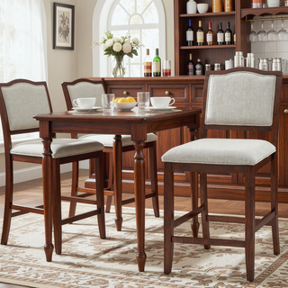 Sunvega Set of 2 Rustic Rubber Wood Bar Stools with Ergonomic Backrest for Kitchen Island