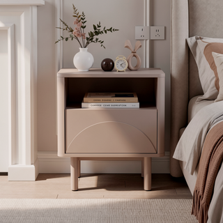 Sunvega Modern Mocha Nightstand with Drawer and Shelf for Bedroom Use