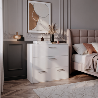Sunvega White Minimalist Four Drawer Dresser for Bedroom Storage
