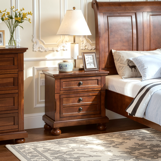 Sunvega Gray Modern Nightstand with Full Extension Drawers and Felt-Lined Top