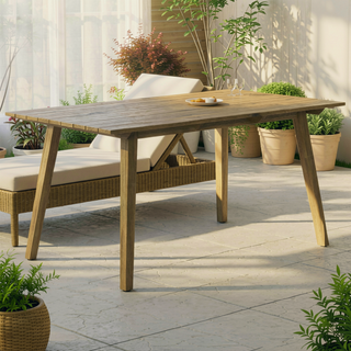 Sunvega Light Teak Solid Acacia Wood Outdoor Dining Table Seats 6