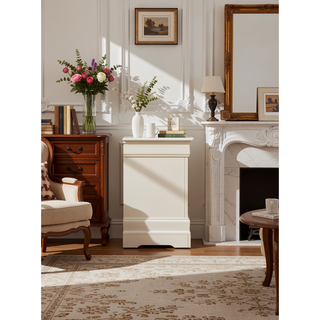 Sunvega Traditional Styling Elegant Smooth Lines Beige Nightstand No Assembly