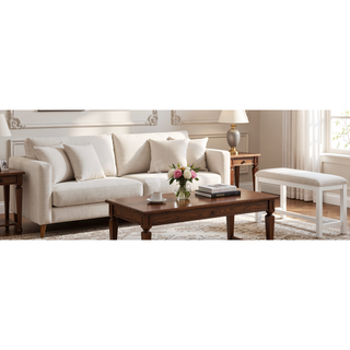 Sunvega Transitional White Finish Upholstered Counter-Height Dining Bench with Linen Look Fabric