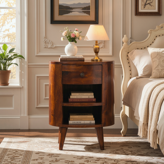 Sunvega Timeless Elegance Solid Wood Cortez Nightstand with Chestnut Finish
