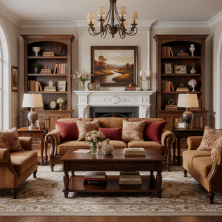 Sunvega Handcrafted Walnut Veneer Dining Table with Lacquer Finish for 6