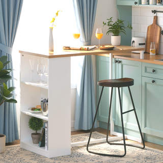 Sunvega Modern Bar Table with 3 Storage Shelves and Anti-Toppling Device for Kitchen
