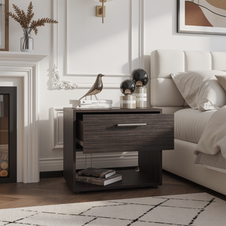 Sunvega Modern White and Natural Oak Media Console with 2 Doors and 4 Shelves